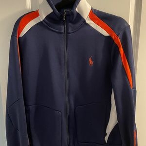 Ralph Lauren Limited Edition Zip Sweater in Navy Blue/orange/white